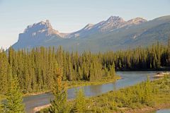31 Castle Mountain, Helena Peak and Helena Ridge Early Morning From Trans Canada Highway Driving Between Banff And Lake Louise in Summer